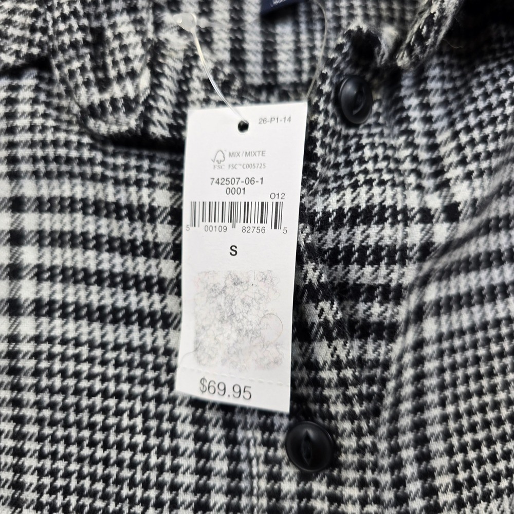 Gap Flannel Shirt Womens Small Black White Houndstooth Cotton Big Shirt NEW‎ - Picture 6 of 11